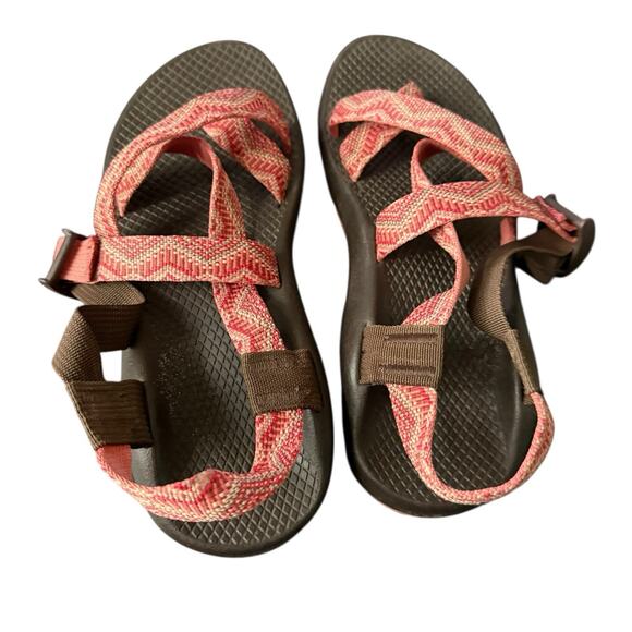 Chaco ZX Womens Pink Brown Striped Double Strap Outdoor Hiking Camping Sandals 7 - Picture 3 of 9